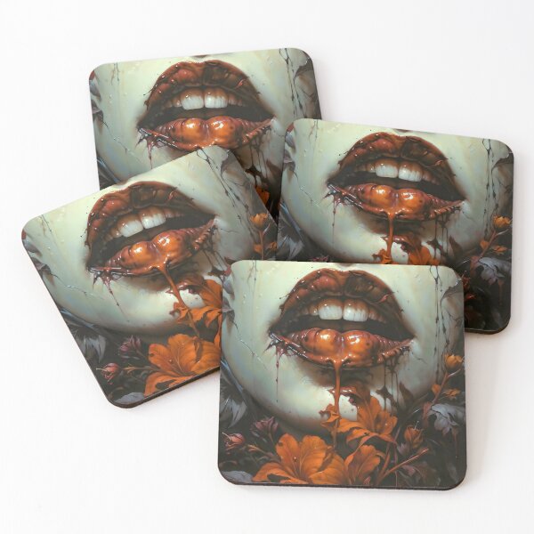Item preview, Gothic Bloody Lips with Autumn Flowers designed and sold by DarkHolyQueen.