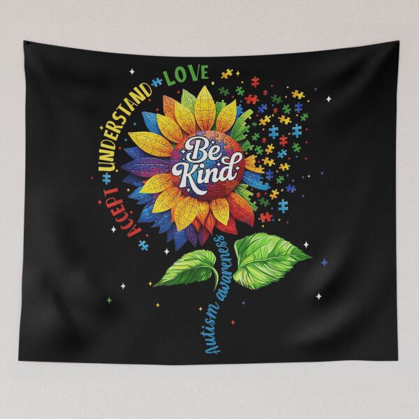 Item preview, Autism Awareness Be Kind Sunflower Puzzle Neurodiversity Support Design designed and sold by EricCotanori.