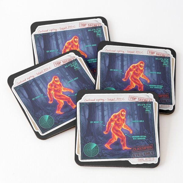 Item preview, Classified Bigfoot Thermal File – Sasquatch Forest Encounter | Horror Surveillance Street Art designed and sold by PLUSHIWORLDtm.