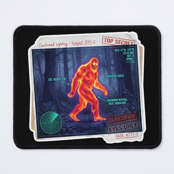 Item preview, Classified Bigfoot Thermal File – Sasquatch Forest Encounter | Horror Surveillance Street Art designed and sold by PLUSHIWORLDtm.