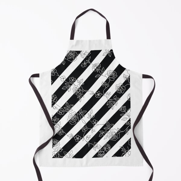 Item preview, Elegant White Rose Outlines on Black and White Diagonal Stripes designed and sold by SpoonLogiq.