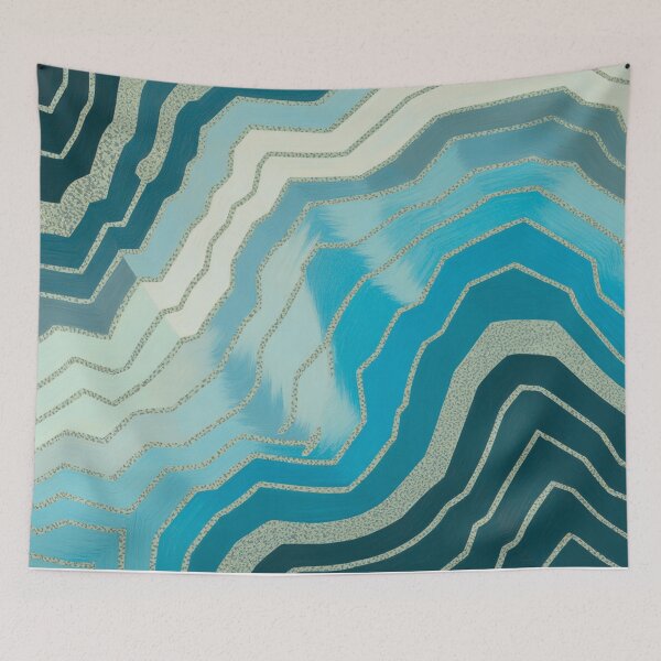 Aperçu de l'œuvre Ligne turquoise dégradée minimaliste pour plage côtière créée et vendue par LEILA ART SPACE.