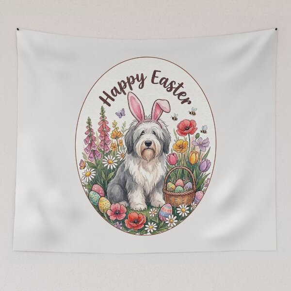 Item preview, Funny Old English Sheepdog Happy Easter Egg Bunny Mom Dad Kids designed and sold by FurryHavenPH.