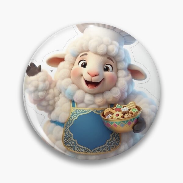 Item preview, Fluffy Lamb Chef 3D Cartoon Baker with Cookies designed and sold by SpoonLogiq.