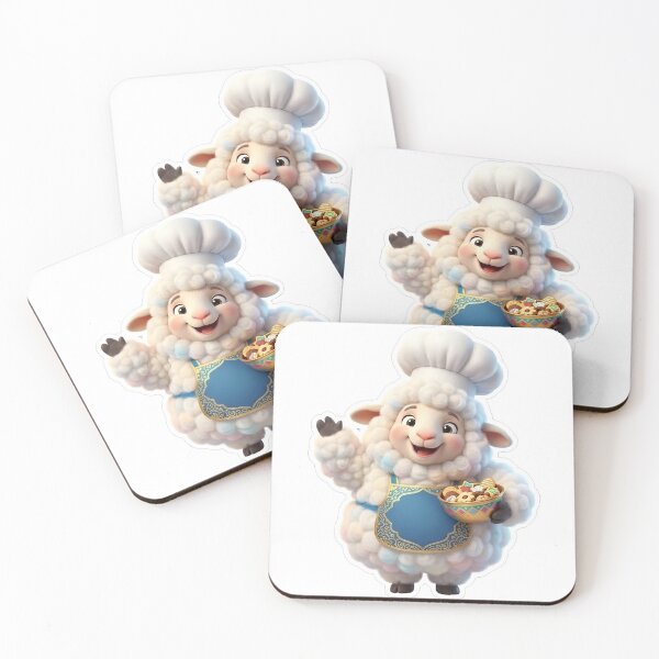 Item preview, Fluffy Lamb Chef 3D Cartoon Baker with Cookies designed and sold by SpoonLogiq.