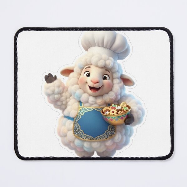 Item preview, Fluffy Lamb Chef 3D Cartoon Baker with Cookies designed and sold by SpoonLogiq.
