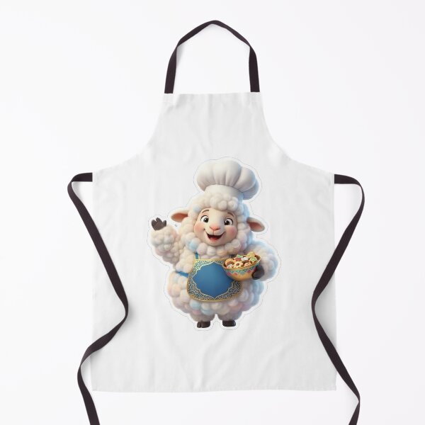 Item preview, Fluffy Lamb Chef 3D Cartoon Baker with Cookies designed and sold by SpoonLogiq.