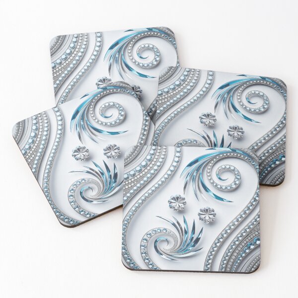 Item preview, Modern Glam Abstract Silver Ice Blue Wave Lines designed and sold by LEILA ART SPACE.