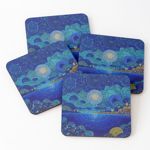 Item preview, Blue and Gold Ocean Art Scene designed and sold by Neika Shimm Designs.