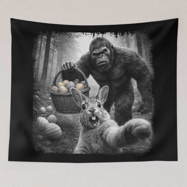 Item preview, Funny Easter Bunny Selfie With Bigfoot Egg Hunt Humor Unique Easter Design designed and sold by LakenDraphil.
