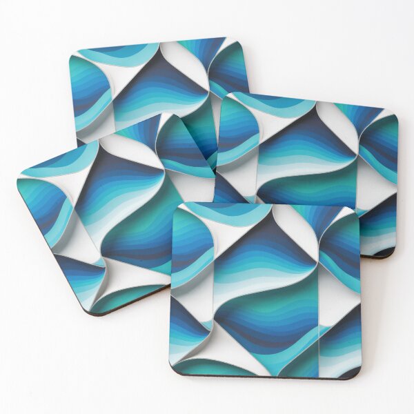 Item preview, Modern Abstract Turquoise Blue Wave Geometric Triangle Pattern designed and sold by LEILA ART SPACE.