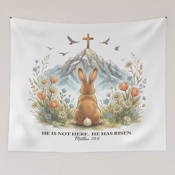 Item preview, He Is Not Here He Has Risen Christian Easter Bunny Cross Faith Design designed and sold by RuperDelois.