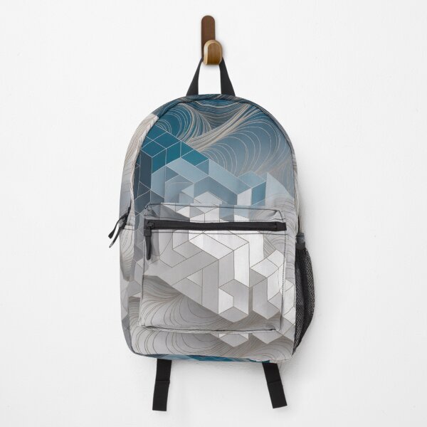 Item preview, Minimalist Abstract Blue Gray Geometric Cube Pattern Waves designed and sold by LEILA ART SPACE.