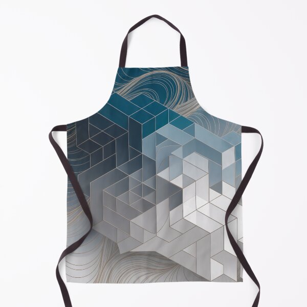 Item preview, Minimalist Abstract Blue Gray Geometric Cube Pattern Waves designed and sold by LEILA ART SPACE.