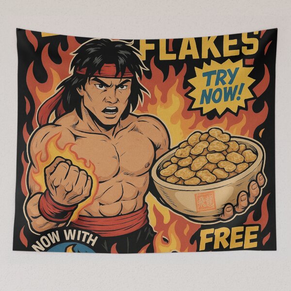 Item preview, Mortal Kombat Liu Kang Funny Cereal Flakes designed and sold by Fei Long Design Hub.