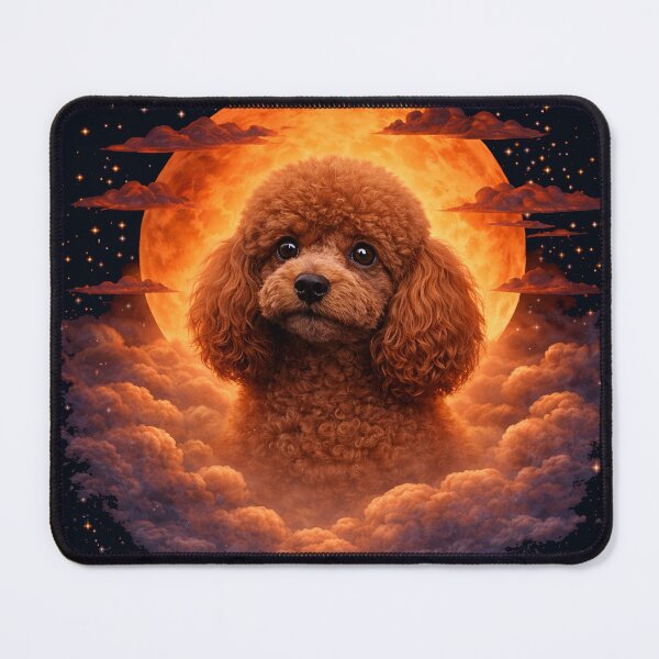 Item preview, Brown Poodle Moon Art – Cute Poodle Memorial Gift for Dog Mom Dad designed and sold by PixelsPaws.