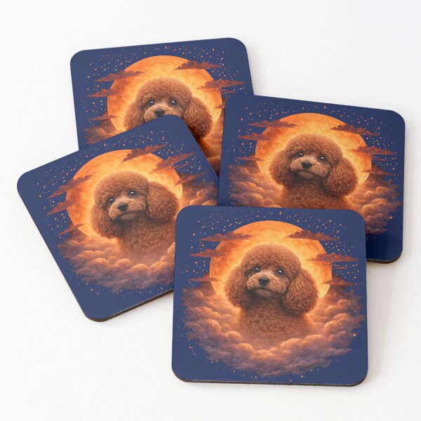 Item preview, Brown Poodle Moon Art – Cute Poodle Memorial Gift for Dog Mom Dad designed and sold by PixelsPaws.
