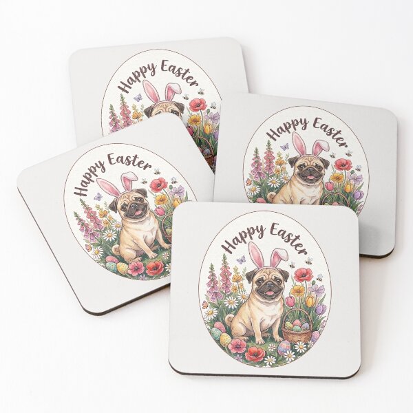 Item preview, Funny Pug Happy Easter Egg Bunny Mom Dad Kids designed and sold by FurryHavenPH.