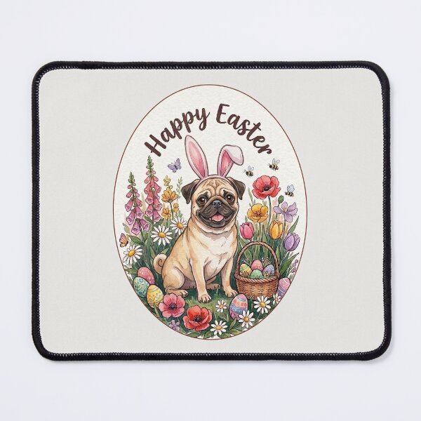 Item preview, Funny Pug Happy Easter Egg Bunny Mom Dad Kids designed and sold by FurryHavenPH.