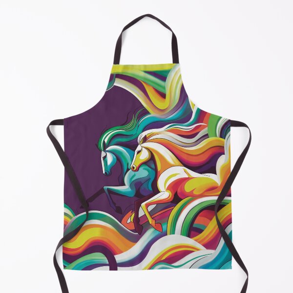 Item preview, Running Horses – Rainbow Wave Abstract – Colourful Equine Art designed and sold by Scribbles on the Farm.