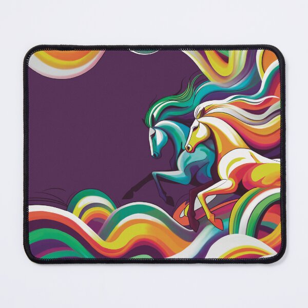 Item preview, Running Horses – Rainbow Wave Abstract – Colourful Equine Art designed and sold by Scribbles on the Farm.