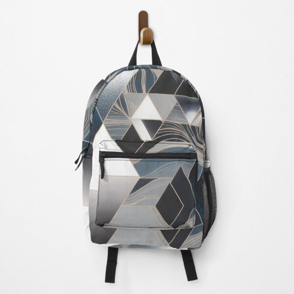 Item preview, Modern Abstract Geometric Triangle Grey Navy Blue Pattern designed and sold by LEILA ART SPACE.
