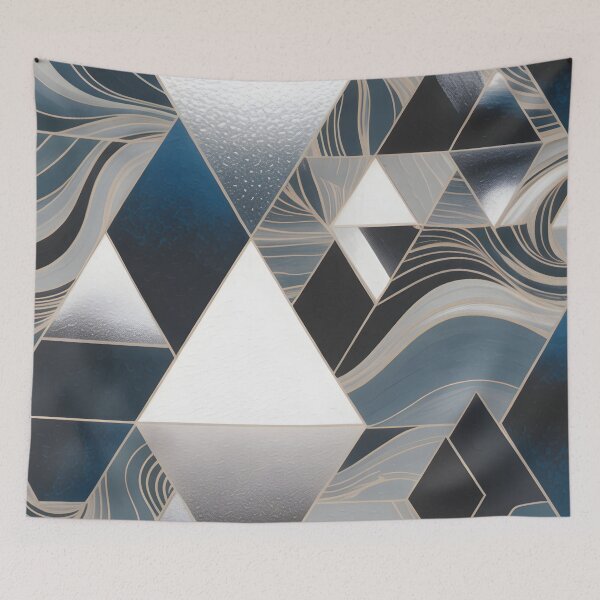 Item preview, Modern Abstract Geometric Triangle Grey Navy Blue Pattern designed and sold by LEILA ART SPACE.
