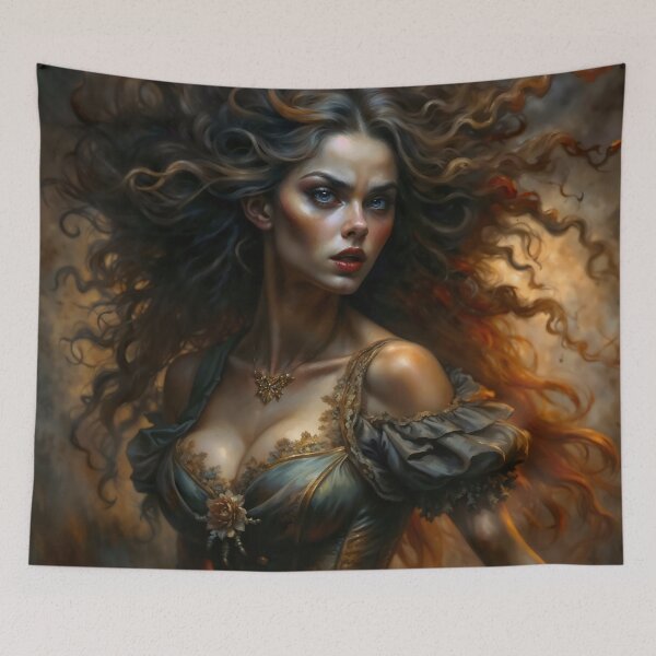 Item preview, Dancing Witch with Wild Voluminous Hair Portrait designed and sold by DarkHolyQueen.