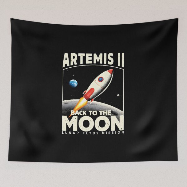 Item preview, Artemis II Back to the Moon Retro Rocket Space Mission Design designed and sold by LunaMagicStudio.