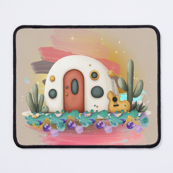 Item preview, Cute Desert House with Guitar – Whimsical Cactus Landscape, Dreamy Boho Aesthetic Art, Cozy Fantasy Illustration designed and sold by ChenEngEng.