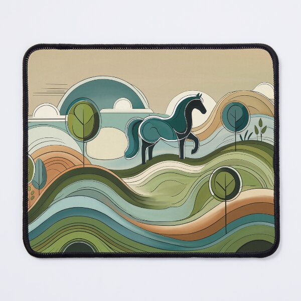 Item preview, Modern Landscape Horse – Mid Century Style – Abstract Countryside Art designed and sold by Scribbles on the Farm.