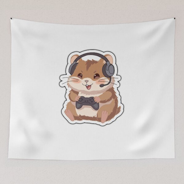 Item preview, Cute Gamer Hamster Sticker – Kawaii Gaming Hamster with Headset and Controller designed and sold by pn_terest.