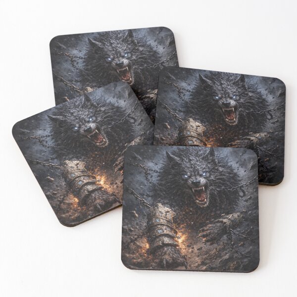 Item preview, Fenrir Breaking Chains | Epic Dark Fantasy Norse Wolf Art designed and sold by MythicPortals.