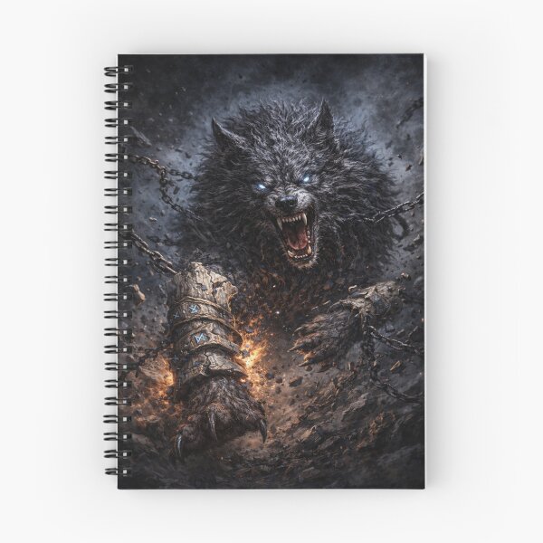 Item preview, Fenrir Breaking Chains | Epic Dark Fantasy Norse Wolf Art designed and sold by MythicPortals.