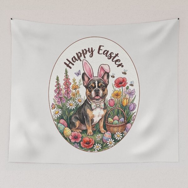 Item preview, Funny Tricolor French Bulldog Happy Easter Egg Bunny Mom Dad Kids designed and sold by FurryHavenPH.