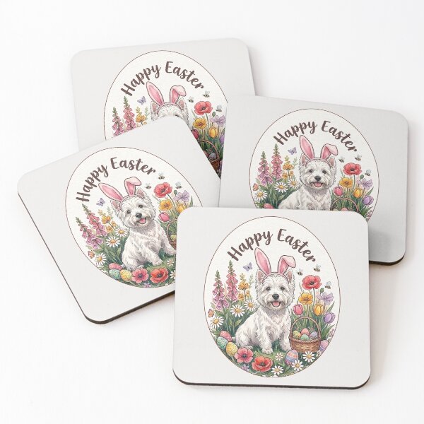 Artikelvorschau, Lustiger West Highland White Terrier (Westie) Frohe Ostern! Osterhase Mama Papa Kinder entworfen und verkauft von FurryHavenPH.