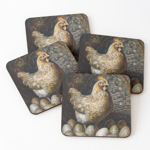 Item preview, Vintage Victorian Style Hen Illustration with Golden Eggs designed and sold by VISO-art.