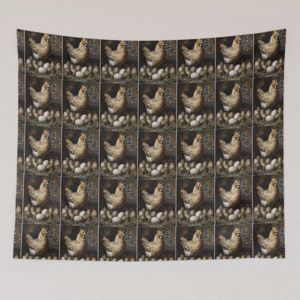 Item preview, Vintage Victorian Style Hen Illustration with Golden Eggs designed and sold by VISO-art.