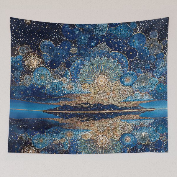 Item preview, Banquet of Heaven in Blue and Gold designed and sold by Neika Shimm Designs.