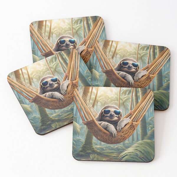 Item preview, Funny sloth wearing sunglasses in a hammock designed and sold by MarionsArt.
