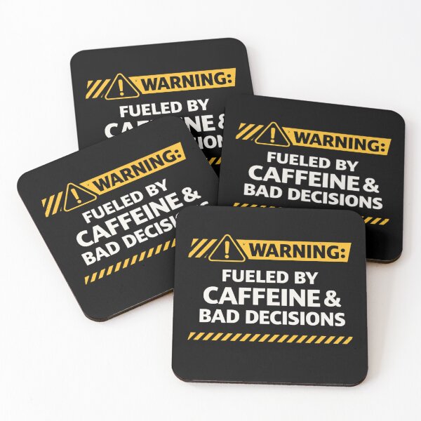 Item preview, Fueled By Caffeine And Bad Decisions Warning Funny Coffee Shirt Sarcastic Humor Tee designed and sold by VibeOffline Studio.