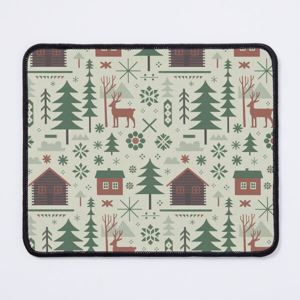 Item preview, Cozy Scandinavian Winter Seamless Pattern – Cabins, Reindeer & Pine Trees designed and sold by Midnight Veil Designs.