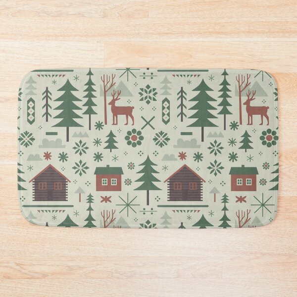 Item preview, Cozy Scandinavian Winter Seamless Pattern – Cabins, Reindeer & Pine Trees designed and sold by Midnight Veil Designs.