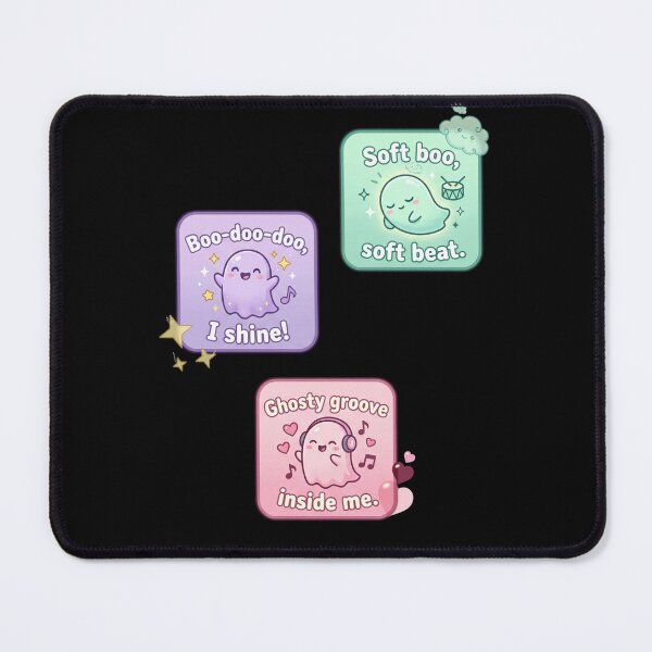 Item preview, Kawaii Music Ghosts – Pastel Ghost Trio with Beats & Vibes designed and sold by Herzbaumatelier.