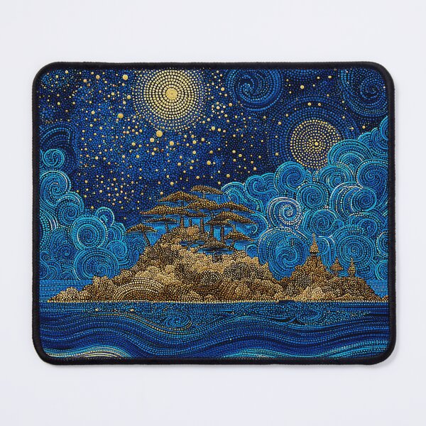 Item preview, Ocean Scene at Night with Golden Stars and Planets designed and sold by Neika Shimm Designs.
