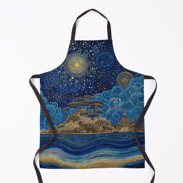 Item preview, Ocean Scene at Night with Golden Stars and Planets designed and sold by Neika Shimm Designs.