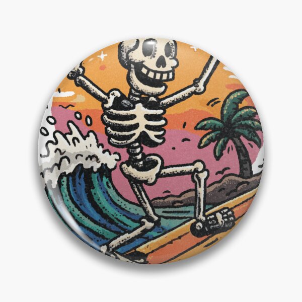Item preview, Funny Skeleton Surfing Beach Summer Ocean Waves Retro Sunset designed and sold by Region.