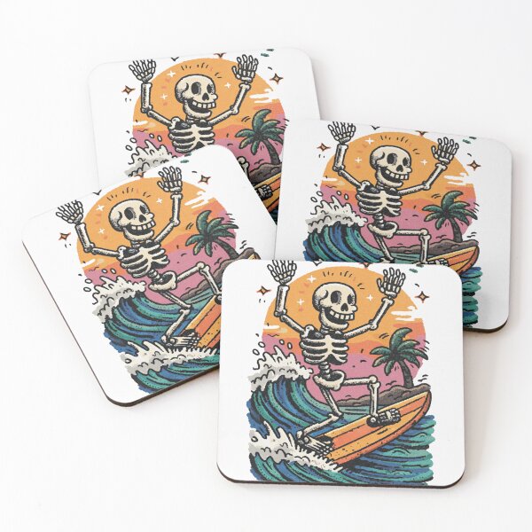 Item preview, Funny Skeleton Surfing Beach Summer Ocean Waves Retro Sunset designed and sold by Region.