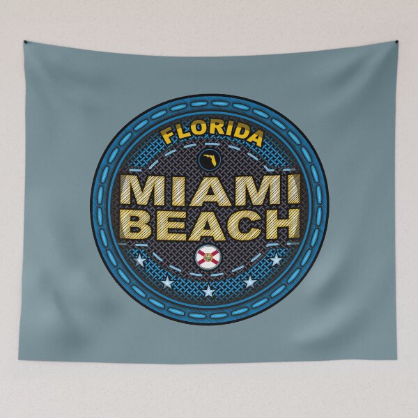 Item preview, Miami Beach Florida FL stitching effect blue designed and sold by studioss76.