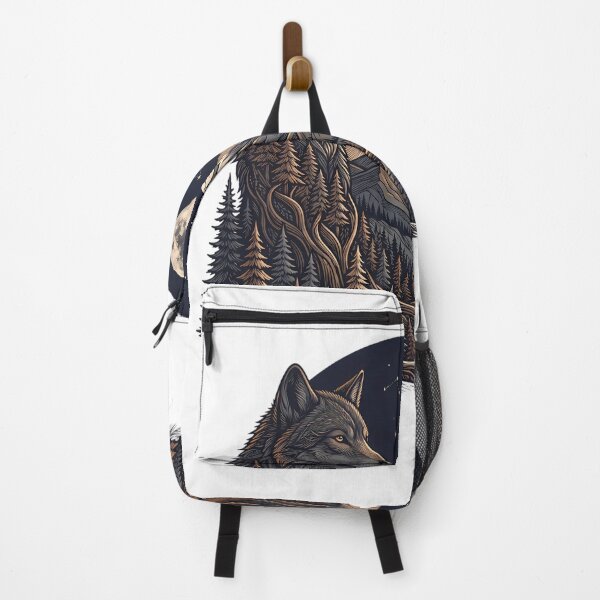 Item preview, Celestial Wolf & Fox Spirits - Moonlight Mountain Wilderness Art designed and sold by Morden-Design.